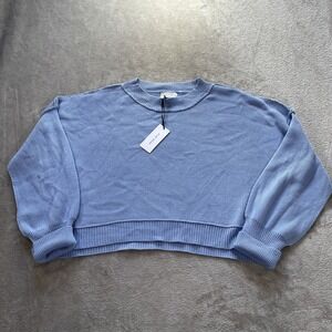 Pink Rose Sweater Womens XL Light Blue NWT Crop Ribbed Knit Pullover Spring